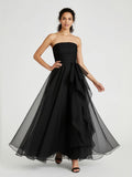 Elegant Strapless Organza Evening Gown