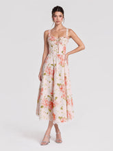 Floral Corset Lace Trim Midi Dress