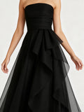Elegant Strapless Organza Evening Gown