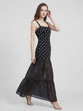 Polka Sheer Bottom Maxi Dress