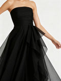 Elegant Strapless Organza Evening Gown