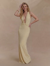 Deep V halter neck maxi dress