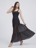 Polka Sheer Bottom Maxi Dress