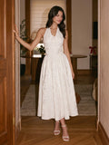 Embossed Jacquard Halter Midi Dress