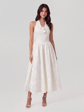 Embossed Jacquard Halter Midi Dress