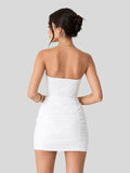 3D Floral Applique Strapless Mini Dress