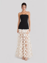 3D Polka Dot Embellished Hem Maxi Dress