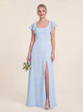 Delicate Halter Tie-back A-Line Ruffled Chiffon Dress