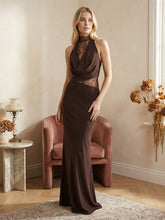 Arra Chiffon And Lace Halter Maxi Dress