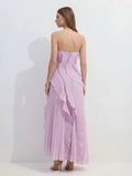 Asymmetry Pleated Halterneck Midi Dress