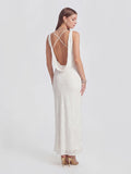 Backless Jacquard Maxi Dress