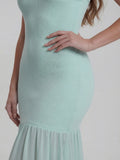 Bandage Knit Maxi Dress with Chiffon Skirt