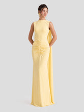 Boat-Neck Maxi Dress With Cape-Sleeves