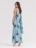 Brushstroke Floral Print Maxi Dress