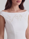 Chic Boat Neck Broderie Anglaise Dress