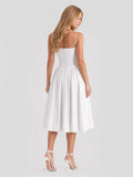 Bustier Tea-Length Midi Dress with Pockets