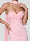 Crepe Strapless Crossover Mini Dress
