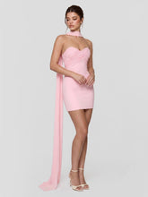 Crepe Strapless Crossover Mini Dress