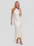 Criss-Cross Open-Back Satin Midi Dress
