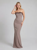 Elastic Rose Bow Strapless Gown