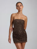 Embellished Bandeau A-Line Mini Dress