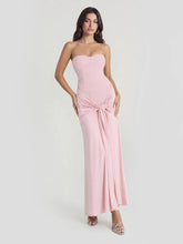 Beaded Embellished Strapless Tie-Waist Maxi Dress