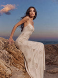 Embroidered Beaded Floral Maxi Dress
