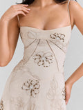 Embroidered Beaded Floral Maxi Dress