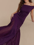 Romantic Embroidery Off Shoulder Knit Gown