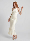 One Shoulder Satin Maxi Dress