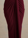 Exquisite Pleated Strapless Wrap Sweetheart Maxi Dress