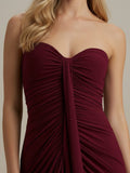 Exquisite Pleated Strapless Wrap Sweetheart Maxi Dress