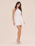 Floral Halter Neck Lace Mini Dress