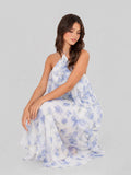 Floral Print Chiffon Maxi Dress with Tiered Ruffles