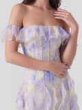 Floral Print Off-Shoulder Maxi Dress with Ruffle Detail