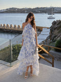 Floral Print Chiffon Maxi Dress with Tiered Ruffles