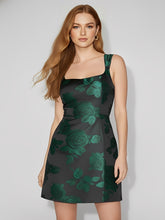 Floral Satin Jacquard Mini Dress