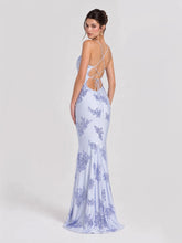 Floral Sequin Lace-Up Maxi Dress
