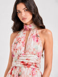 Floral Tie-Detail Halterneck Maxi Dress