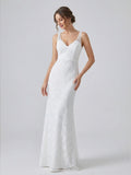 White Lace Sleeveless Mermaid Maxi Dress