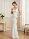 White Lace Sleeveless Mermaid Maxi Dress