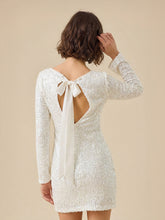 Glamorous Sequined Backless Mini Dress With Bow
