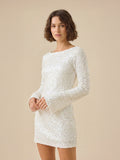 Glamorous Sequined Backless Mini Dress With Bow