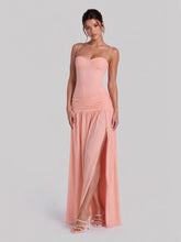 Lace-up Back Bustier Maxi with Ruching Detailing