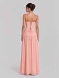 Lace-up Back Bustier Maxi with Ruching Detailing