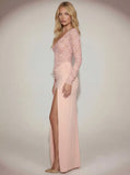 Lace Plunge-Neck Maxi Dress