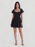Lace Sweetheart-Neck Mini Dress