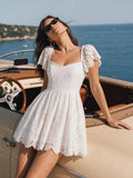 Lace Sweetheart-Neck Mini Dress