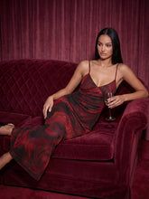 Valentine's Day Exclusive - Lace Trim Cowl Back Floral Mesh Maxi Dress