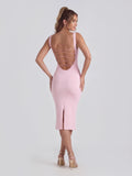 Lace trimmed backless midi dress